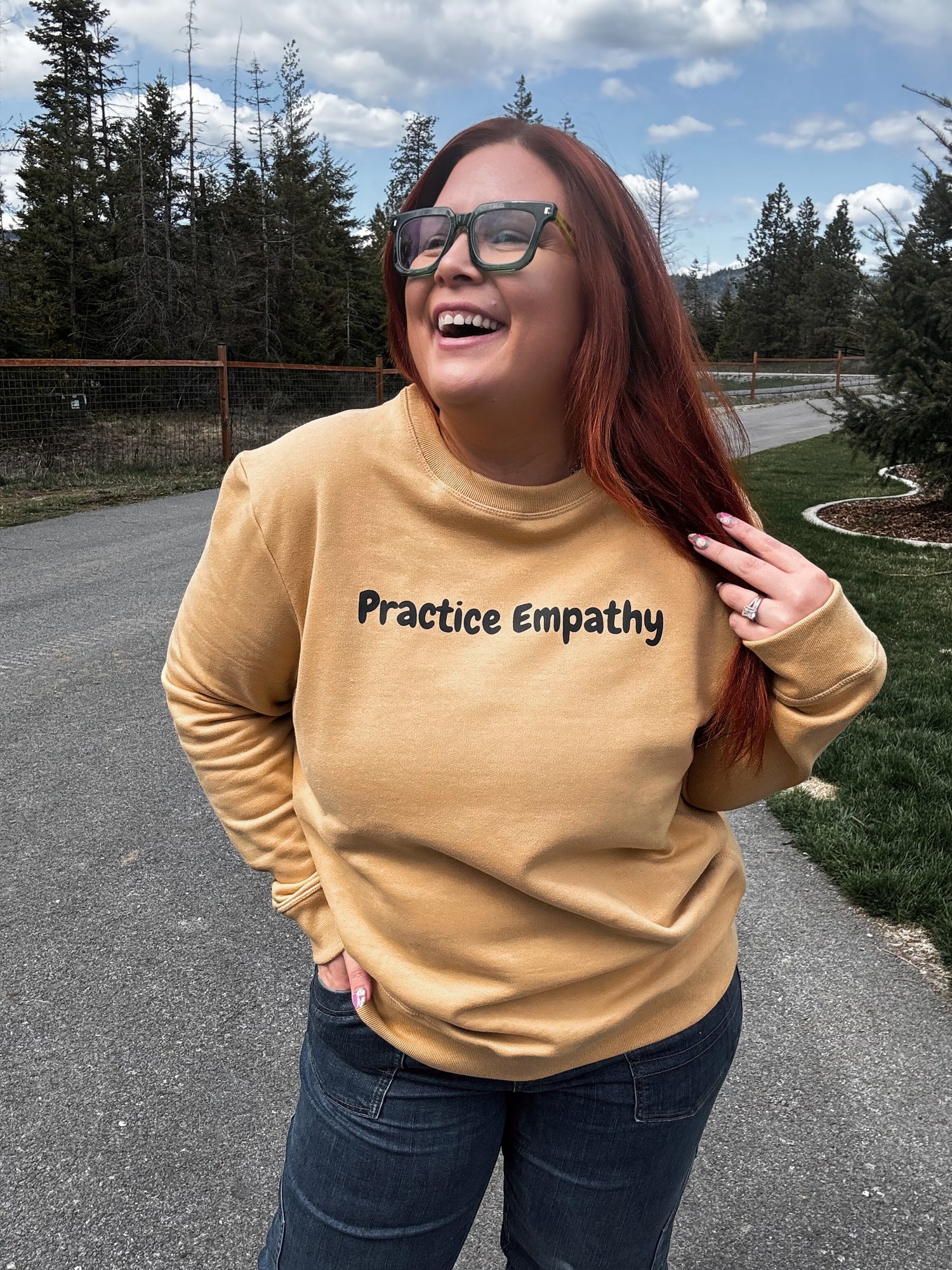 Practice Empathy Crewneck in Mustard