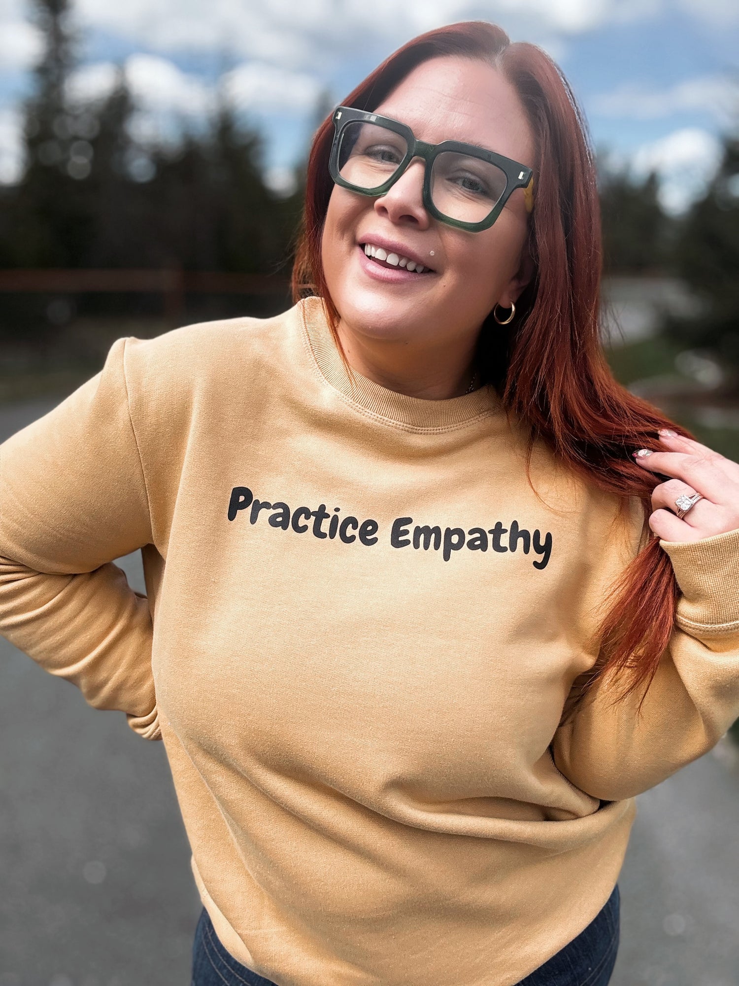 Practice Empathy Crewneck in Mustard