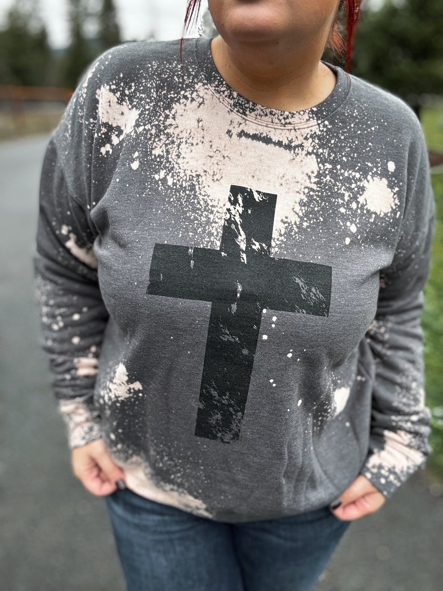 DOORBUSTER Bleached Cross Graphic Crewneck