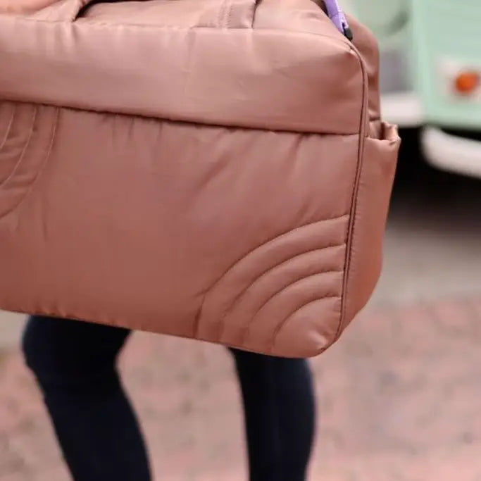 Modern Puffer Duffle Bag in Espresso