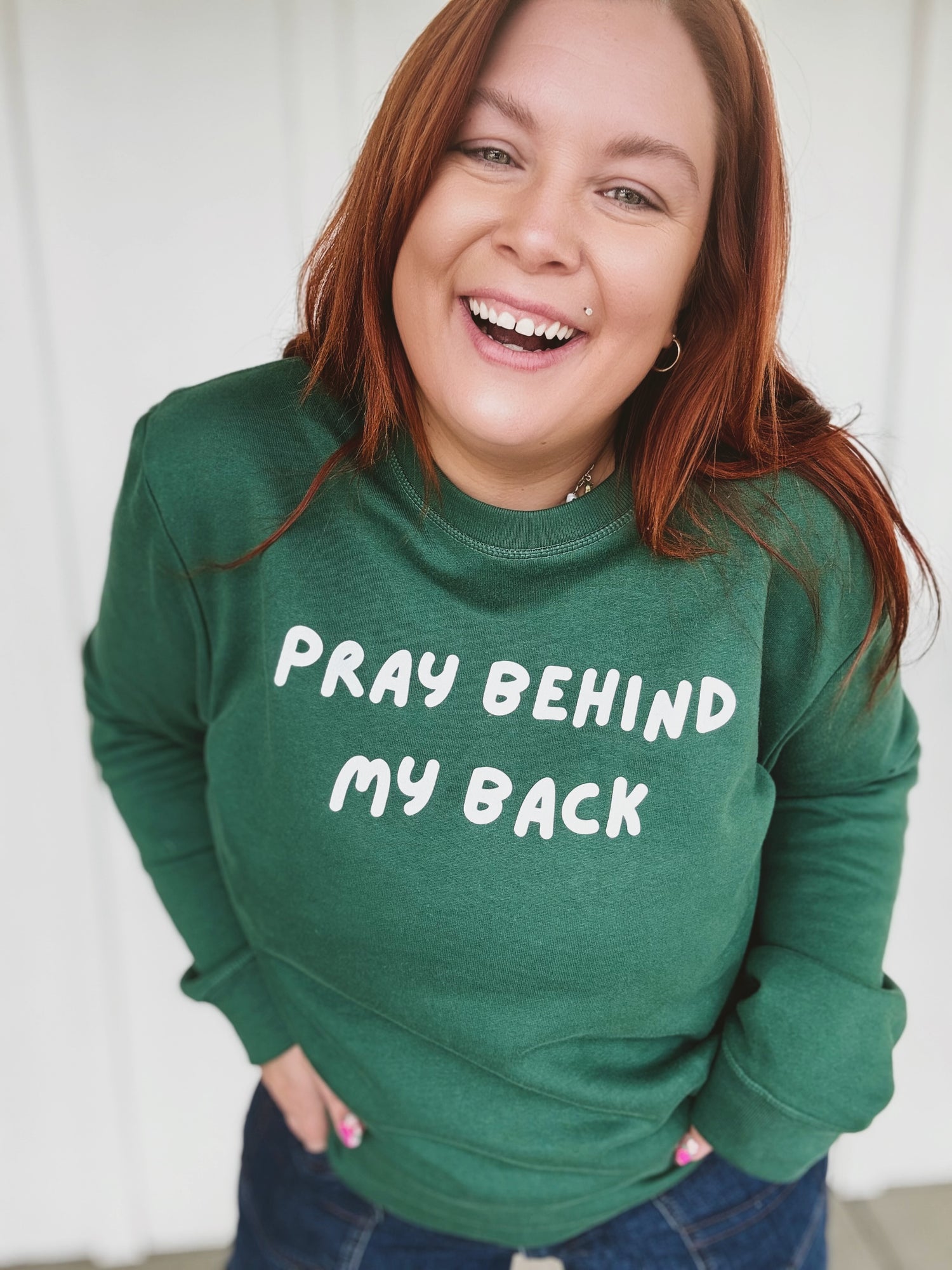 Pray Behind my Back Crewneck in Green