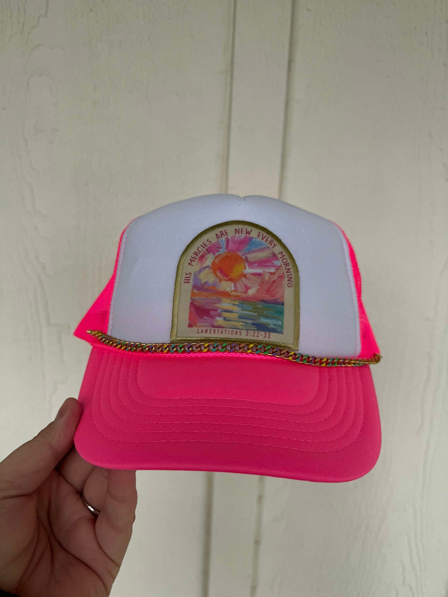 His Mercies are New Custom Trucker Hat with Chain