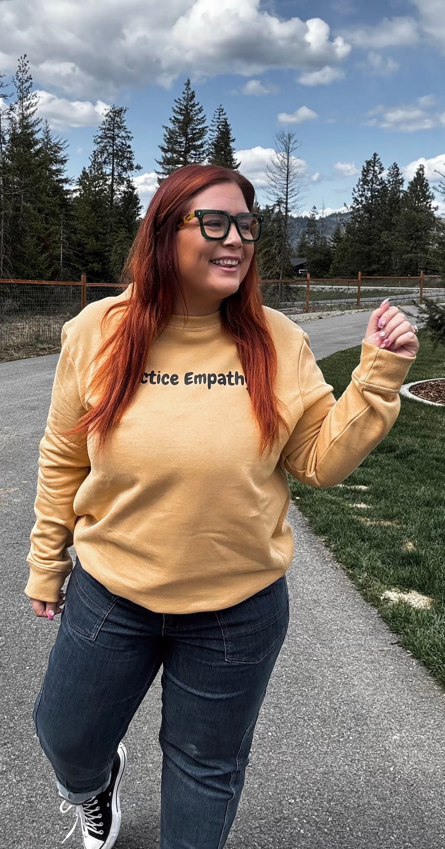 Practice Empathy Crewneck in Mustard