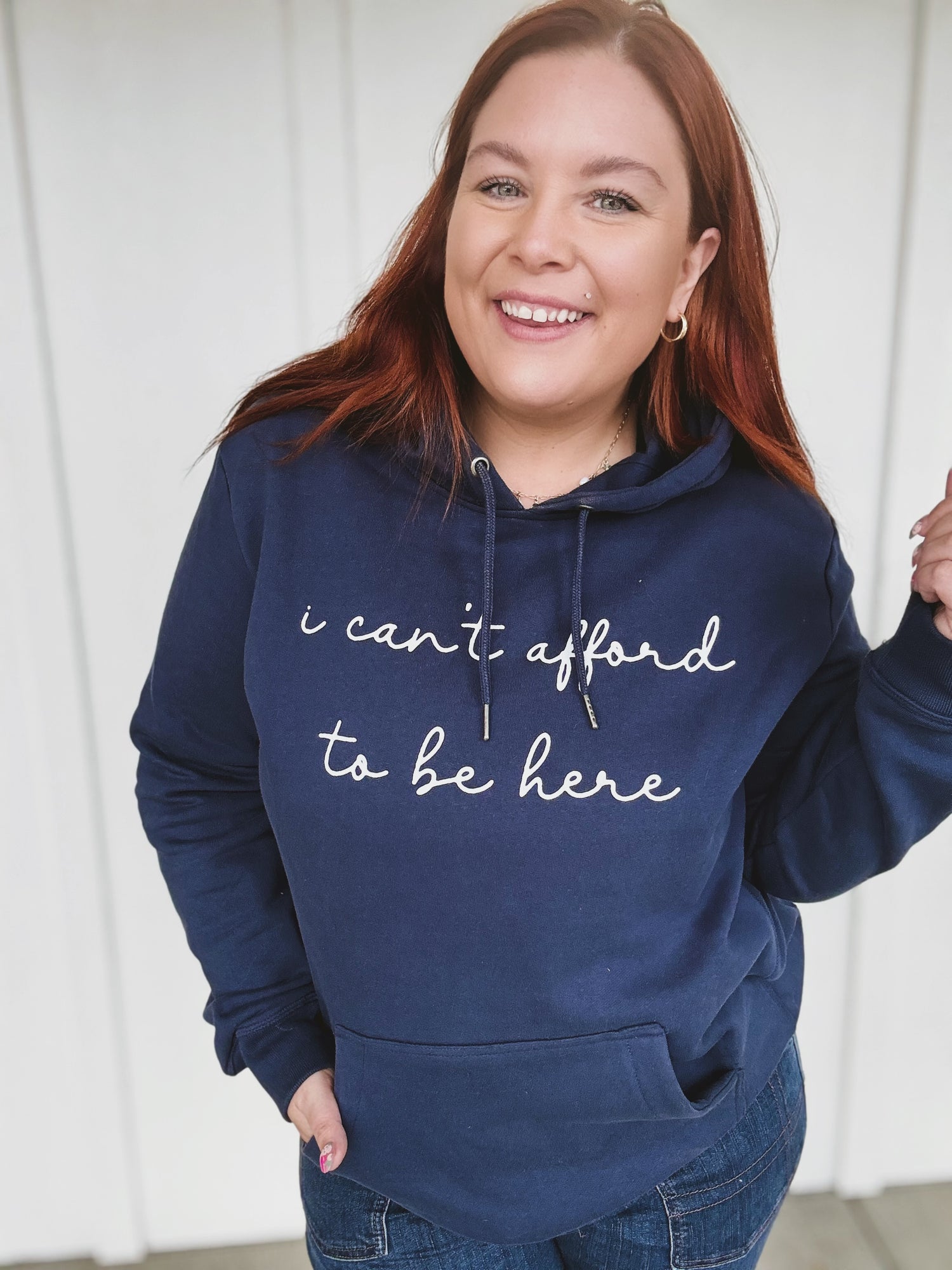 I Can't Afford to be Here Hoodie in Navy