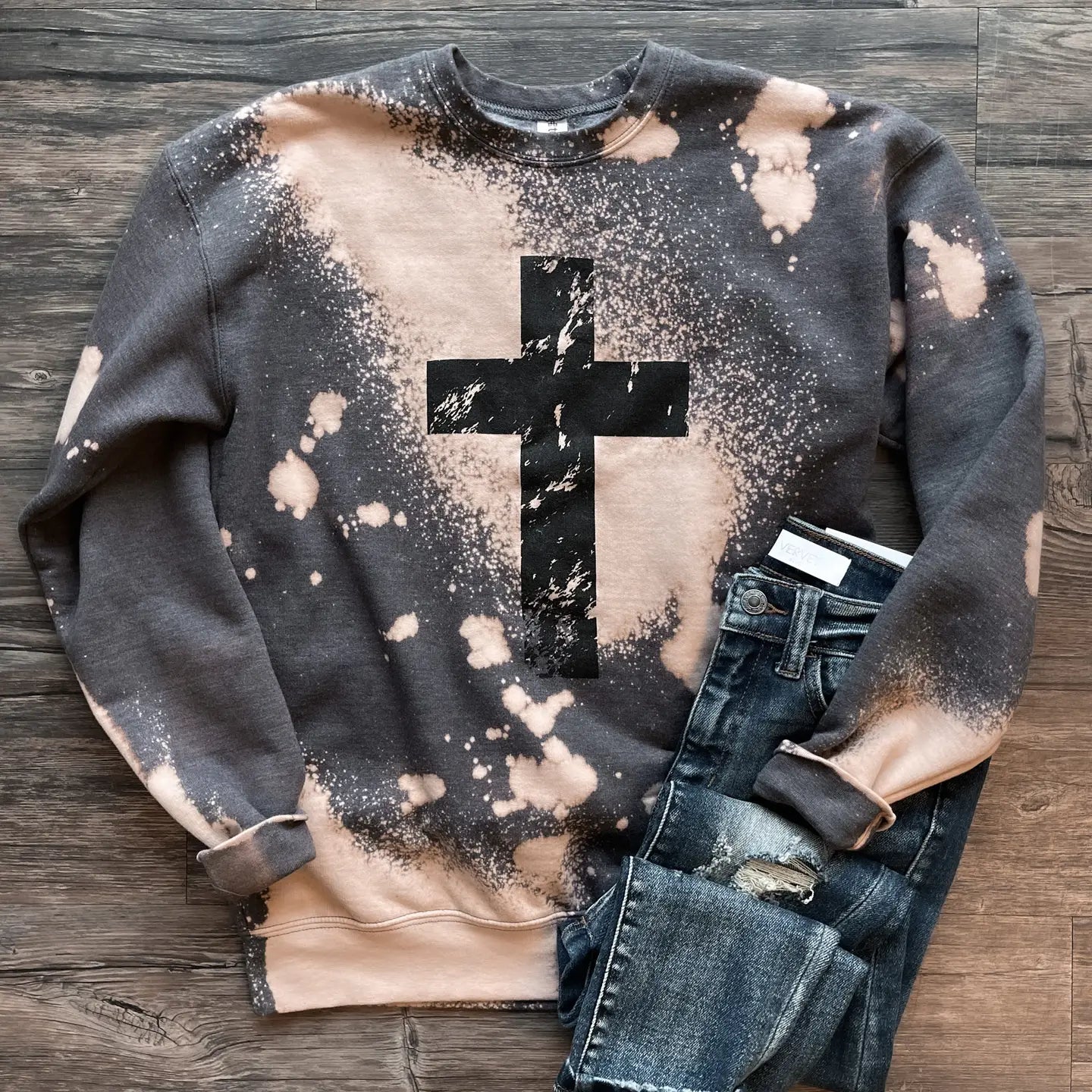 DOORBUSTER Bleached Cross Graphic Crewneck