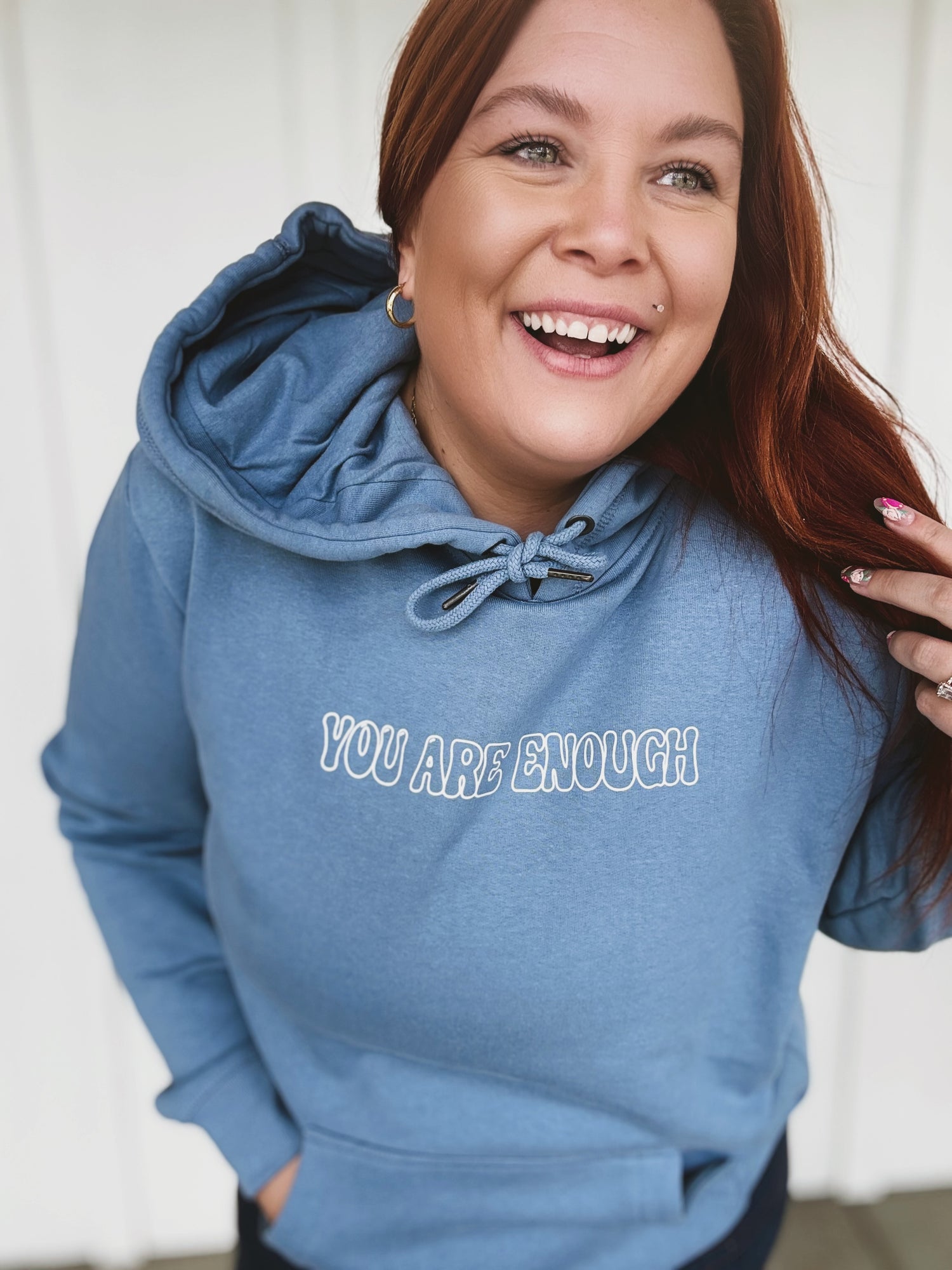You are Enough Hoodie in Blue