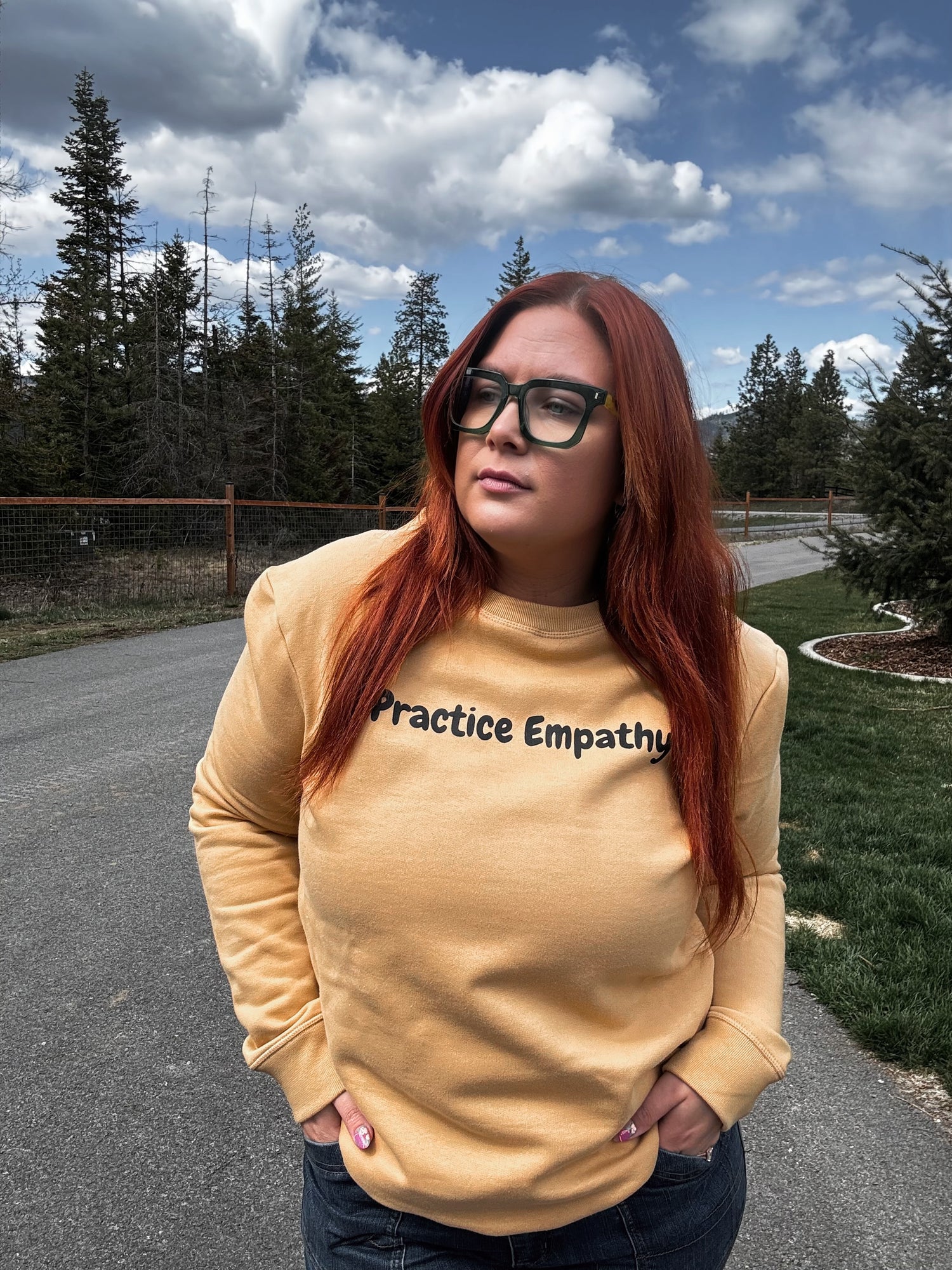 Practice Empathy Crewneck in Mustard