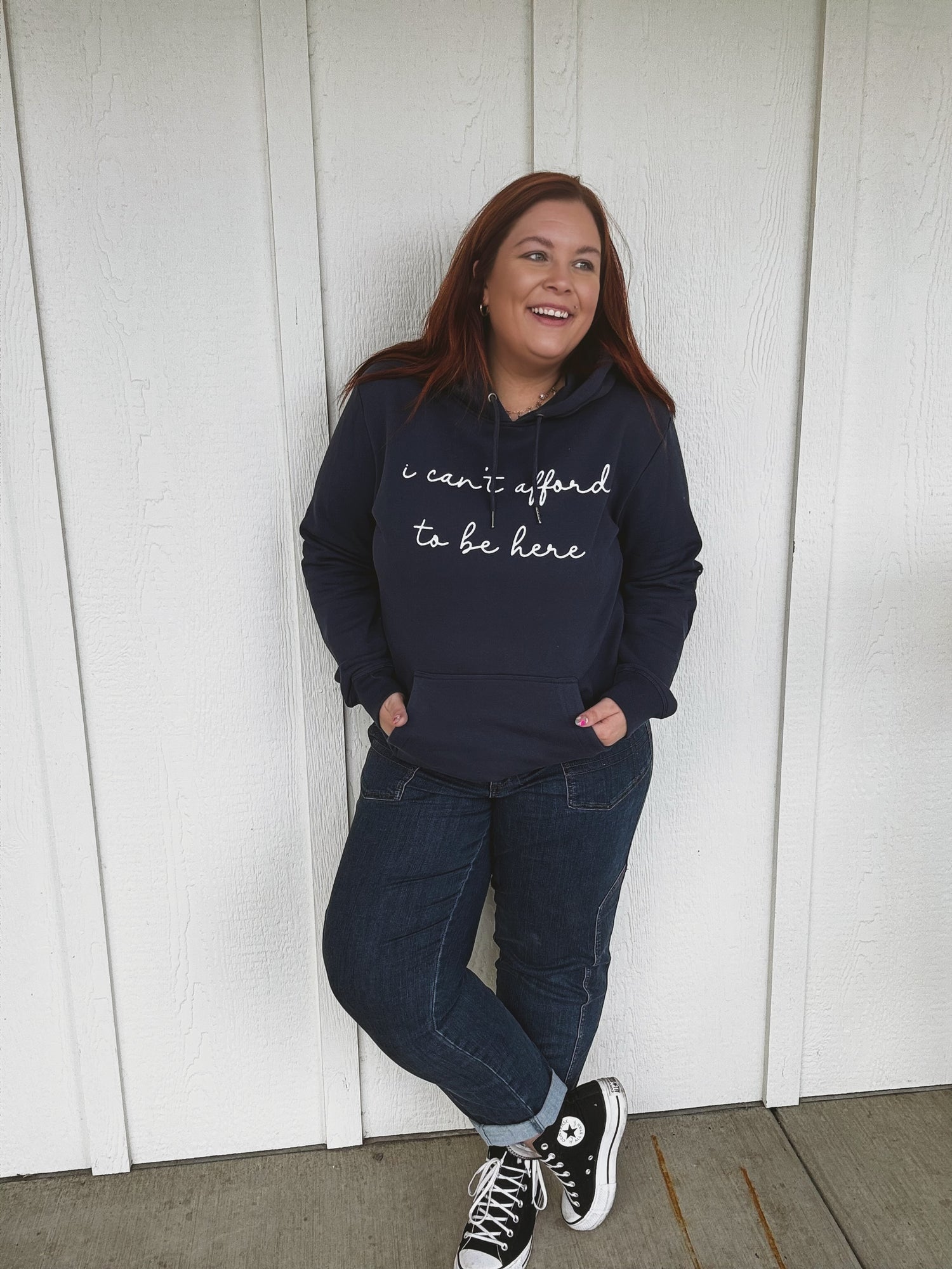 I Can't Afford to be Here Hoodie in Navy