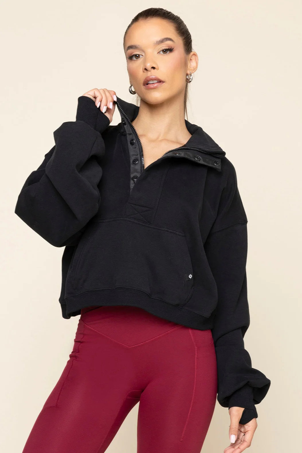 In the Clouds Cropped Half-Zip in Black