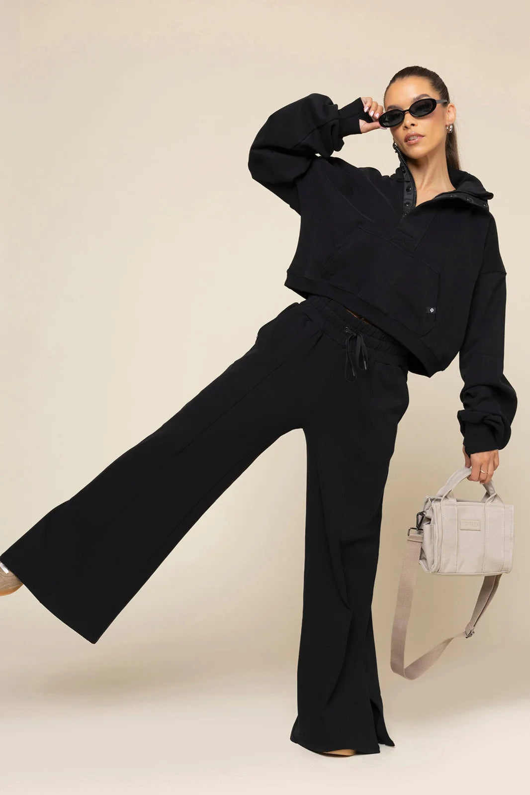 In the Clouds Cropped Half-Zip in Black