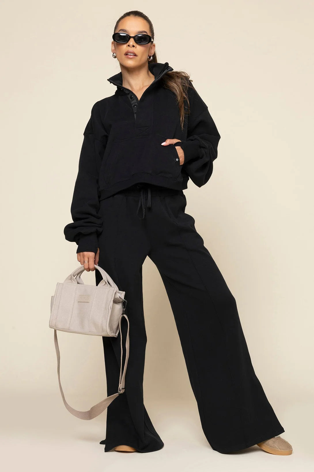 In the Clouds Cropped Half-Zip in Black
