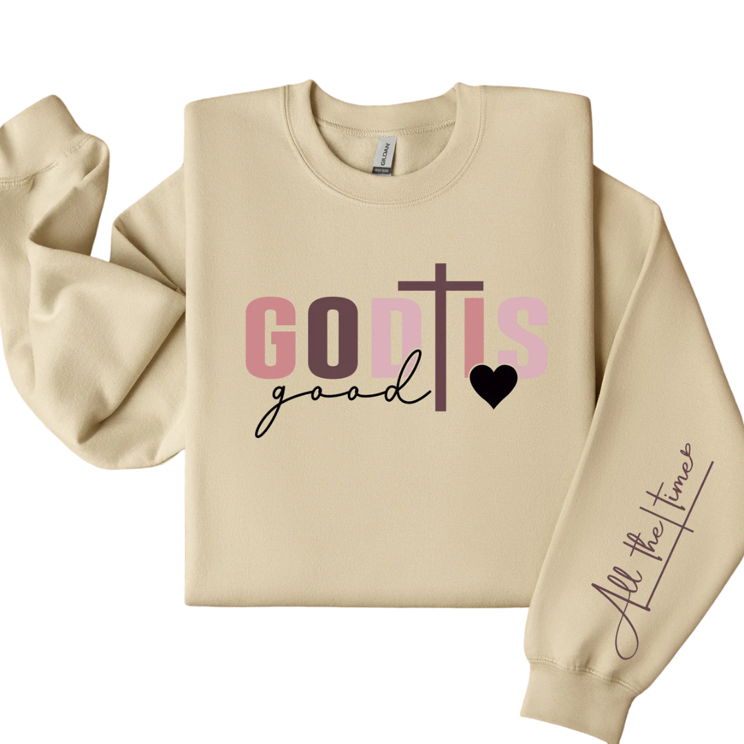 God is Good-All the Time Crewneck in Sand