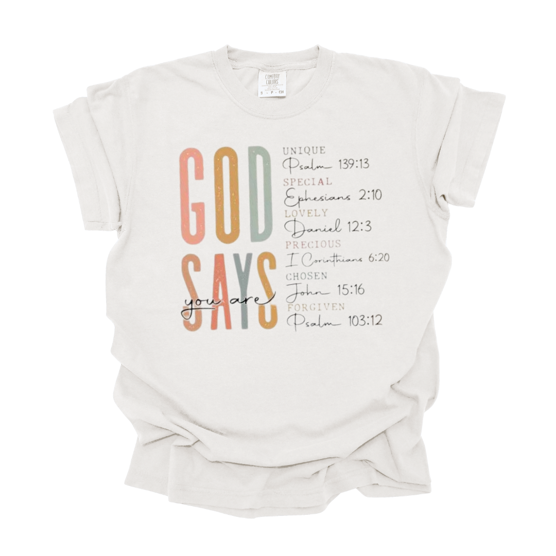 God Says Graphic Tee in Cream