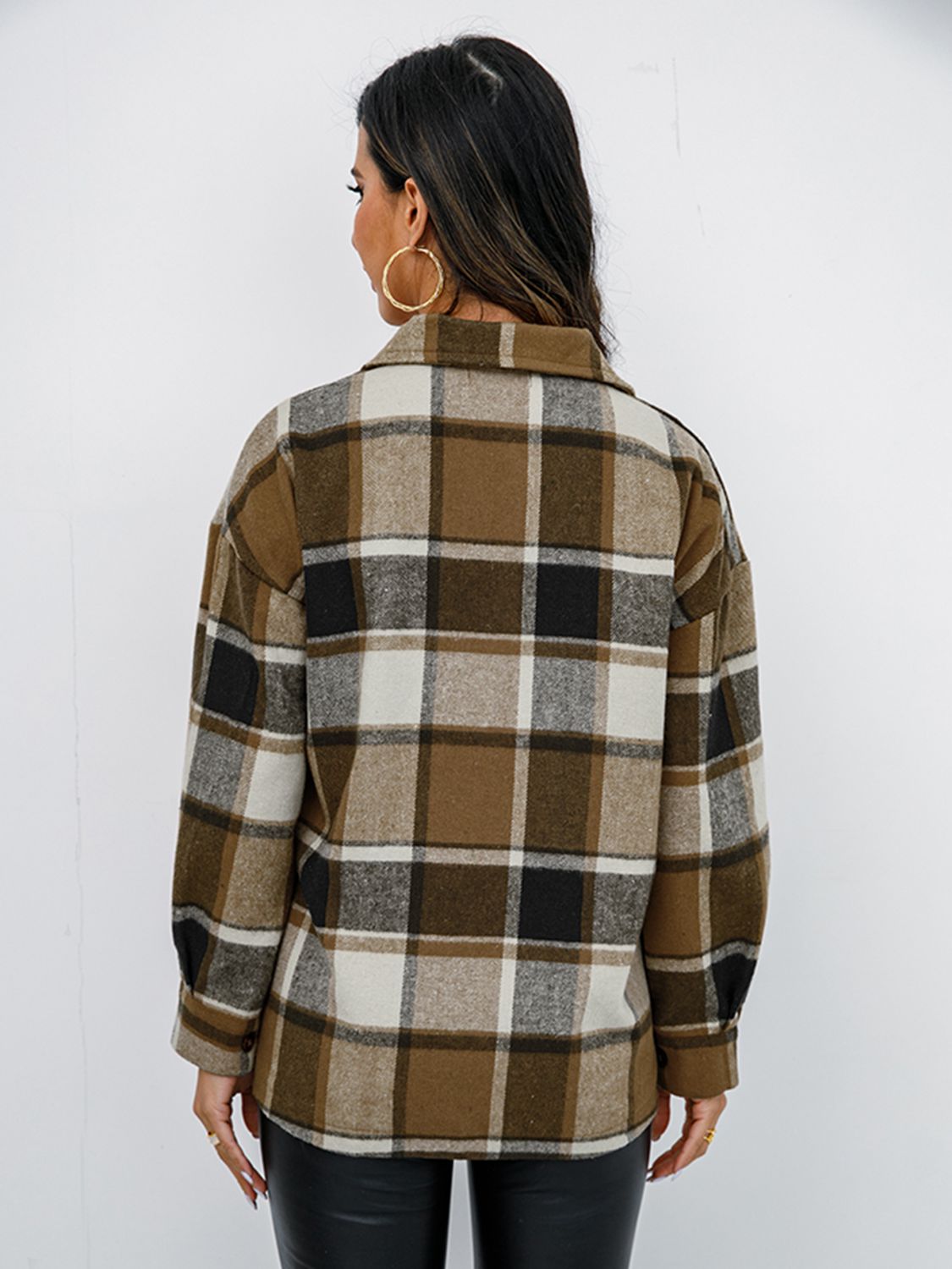 Fall in Bloom Plaid Button Up Collared Neck Shacket