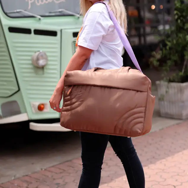 Modern Puffer Duffle Bag in Espresso