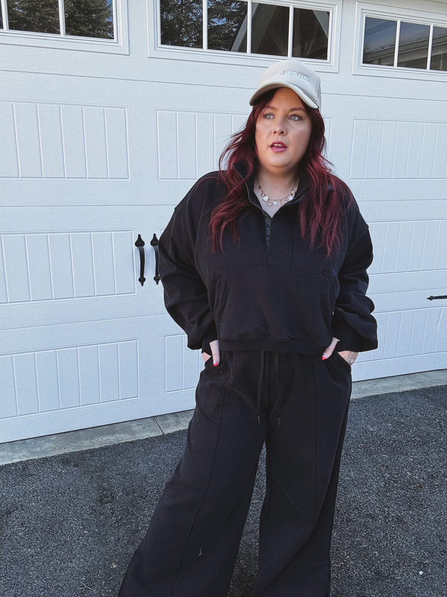 In the Clouds Cropped Half-Zip in Black