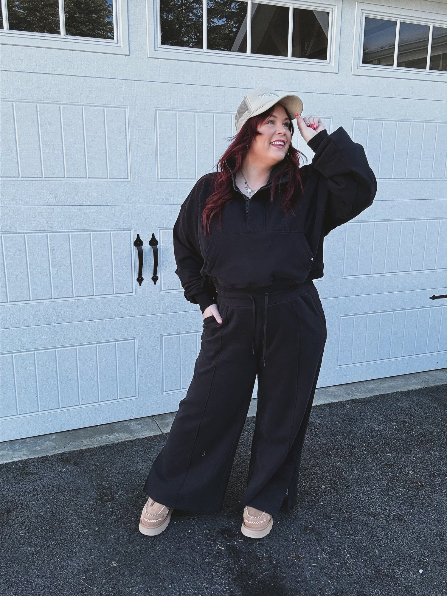 In the Clouds Cropped Half-Zip in Black